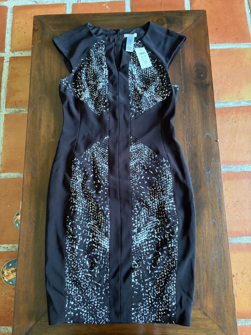 Black Patterned Sheath Dress